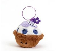 Pendentif en peluche motif tarte aux œufs, bleu, 11 cm