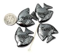 Pendentif en perles semi-percées en forme de poisson rouge en hématite naturelle 5 pièces pour la fabrication de bijoux
