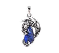 Pendentif en Pierre - Collier Homme Dragon Pierre Naturelle Pendentif Goutte d'eau à Facettes Oeil de Tigre Colliers en Cristal Bijoux de Mode pour Femmes Hommes, Lapis Lazuli, Taille Unique
