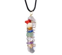 Pendentif en Pierre - en Gemmes Colorées avec Enveloppement en Fil de Cuivre | Collier en Gravier Coloré, Accessoires de Bijoux Faits Main pour Filles, Yoga, Port Quotidien, Pendentif en