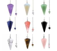 Pendentif en pierre naturelle d'agates de Quartz, cône de guérison Reiki, améthyste, pendule pour Divination, radiesthésie, cristaux Reiki