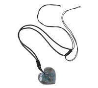 Pendentif en pierre naturelle de 2,5 à 3 cm - Pendentif labradorite en forme de cœur - Pendentif portable en pierre de lune - Collier labradorite lumineux pour petite amie, femme, homme