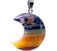 Pendentif en pierre précieuse 7 chakras en forme de lune -- 3cm