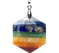 Pendentif en pierre précieuse 7 chakras hexagonal -- 3cm