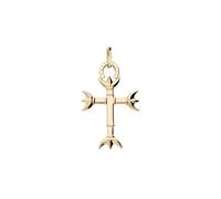 Pendentif en plaqué or croix Camarguaise petit modèle avec Trident et fer à cheval