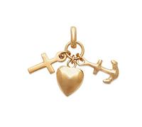 Pendentif en Plaqué Or - Les 3 Vertus : Coeur, Croix et Ancre : - Bijoux Femme Homme Mixte Enfant Fille Garçon