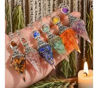 Pendentif en résine de divination par baguette de sourcier, cristaux de guérison, spirituel pour la divination, la wicca, l'équilibrage énergétique 22 cmVerre