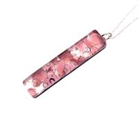 Pendentif en verre de Murano, bijou en verre de Murano fabriqué à partir de feuille d'argent, Venise Italie, verre vénitien, pendentif en verre fait main, 4 cm x 1 cm, 4cm x 1cm, Verre, Pas de gemme