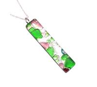 Pendentif en verre de Murano, bijou en verre de Murano fabriqué à partir de feuille d'argent, Venise Italie, verre vénitien, pendentif en verre fait main, 4 cm x 1 cm, 4cm x 1cm, Verre, Pas de gemme