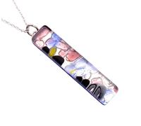 Pendentif en verre de Murano, bijou en verre de Murano fabriqué à partir de feuille d'argent, Venise Italie, verre vénitien, pendentif en verre fait main, 4 cm x 1 cm, 4cm x 1cm, Verre, Pas de gemme