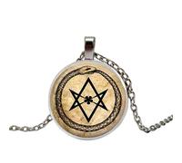 Pendentif en verre Ouroboros hexagonal serpent - Pendentif occulte magique éternité alchimique parchemin, 4