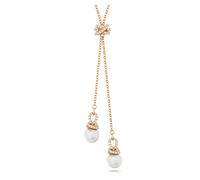 Swarovski Pendentif en Y Originally – Perle de cristal blanche – Placage ton or rosé