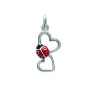 Pendentif Enfant - Argent 925 - Email - cœur coccinelle