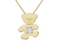 Pendentif Enfants - LÉA & ARTHUR - OURSON - Plaqué Or Jaune - Lettre M - Argent 925