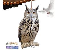 Pendentif épouvantail chouette | Faux oiseau avec cloche pour jardin, balcon, terrasse | Imperméable à suspendre décoratif pour éloigner les oiseaux des , espaces extérieurs