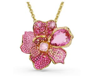 Pendentif et broche Idyllia, Pavé, Fleur, Roses, Doré à l’or 18 carats (750/1000) OS