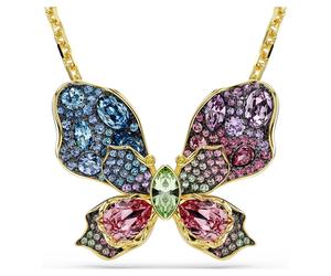 Pendentif et broche Idyllia, Tailles variées, Pavé, Papillon, Multicolores, Placage de ton or OS