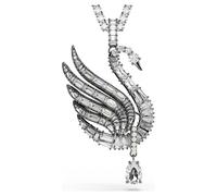 Pendentif et broche Swan, Cygne, Blancs, Métal plaqué ruthénium OS