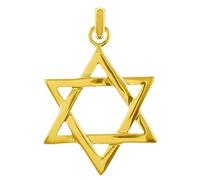 Pendentif Étoile de David en Plaqué Or 18 carats - Bijou Totem Mixte Poinçonné - Dim 2,4 x 1,8 cm - Vendu Seul sans Chaîne