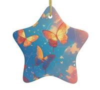 Pendentif étoile de Noël en céramique à suspendre Décoration de vacances WHJDPP Papillon Image du monde Petit et exquis