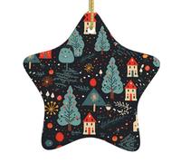 Pendentif étoile de Noël en céramique à suspendre Décorations de vacances WHJSSF Beau motif de village Petit et exquis