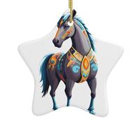 Pendentif étoile de Noël en céramique à suspendre WHJSSF Dieu Cheval Totem Décoration Malls, supermarchés, magasins