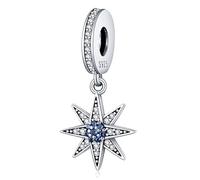 Pendentif étoile du Nord en argent sterling 925 avec inscription « I Love You » en forme de cœur Fatima Hamsa compatible avec les bracelets à breloques Pandora