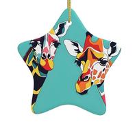 Pendentif étoile en céramique à suspendre pour sapin de Noël WHJSSF coloré pour fans de girafes amateurs de décoration de photos, centres commerciaux, supermarchés, magasins