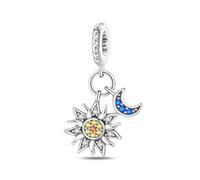 Pendentif étoile et lune, accessoire de bracelet à breloques en argent sterling 925, compatible avec le collier bracelet pandora