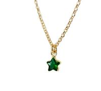 Pendentif étoile facetté vert en émeraude naturelle de 5 mm, collier étoile en argent sterling 925 avec chaîne câble de 45 cm, sagesse, amour, harmonie, chakra du cœur, guérison, cadeau | gmpd_0092