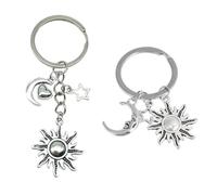 Pendentif Étoile, Lune Et Soleil 2 Pièces, Porte-Clés en Acier Inoxydable, Porte-Clés À La Mode, Pendentif De Style Simple