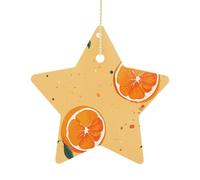 Pendentif étoile orange de style dessin animé de Noël en forme d'étoile à suspendre en céramique pour sapin de Noël, hiver, Nouvel An, fête de mariage, décoration d'intérieur