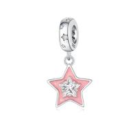 Pendentif étoile rose à cinq branches, accessoire de bracelet à breloques en argent sterling 925, compatible avec le collier bracelet pandora, cadeau pour femme
