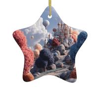 Pendentif étoile suspendue en céramique pour sapin de Noël Whjdpp coloré conte de fées impression monde décoration centres commerciaux, supermarchés, magasins