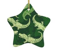 Pendentif étoile suspendue en céramique pour sapin de Noël Whjdpp Illustration d'un crocodile Impression Décoration centres commerciaux, supermarchés, magasins
