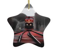 Pendentif étoile suspendue en céramique pour sapin de Noël Whjdpp rouge impression chemin de fer décoration centres commerciaux, supermarchés, magasins