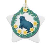 Pendentif étoile suspendue en céramique pour sapin de Noël Whjdpp Sceau bleu dans un cercle impression décoration centres commerciaux, supermarchés, magasins