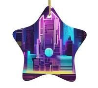 Pendentif étoile suspendue en céramique Whjdpp Sci-Fi City Printing Décoration Malls, supermarchés, boutiques
