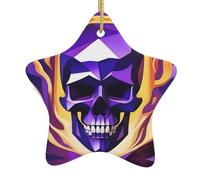 Pendentif étoile suspendue en céramique Whjdpp violet tête de mort flamboyante impression décoration centres commerciaux, supermarchés, magasins