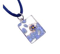 Pendentif fait main en verre de Murano - Bijou en verre de Murano de Venise Italie - Fleur Millefiori sur feuille d'argent - 2 cm x 1,5 cm (Pixie)