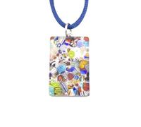 Pendentif fait main en verre de Murano - Bijou en verre de Murano de Venise Italie - Pièces Millefiori sur feuille d'argent - 3 x 2 cm (Camilla), 3cm x 2cm, Verre, Pas de gemme