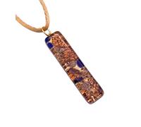 Pendentif fait main en verre de Murano - Bijoux en verre de Murano de Venise Italie - Fleurs Millefiori sur feuille d'or - 4 x 1 cm (Lisa)