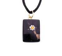 Pendentif fait main en verre de Murano - Bijoux en verre de Murano de Venise Italie - Millefiori Flower Pieces sur feuille d'or - 2 cm x 1,5 cm (Pixie), Verre, Verre