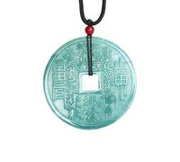 Pendentif fantôme de montagne en jade bleu de qualité A - Design unique de temple pour la croissance spirituelle, Large size about 48mm, Pierre