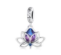 Pendentif Femme Lotus Argent 925 - Charme Personnalisé, Bijou Original pour Colliers, Bracelets & Boucles - pour Mères, Filles et Famille