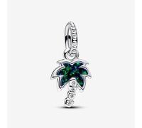 Pandora Moments Charm pendant Palmier en argent sterling avec opale verte bleue créée en laboratoire et zircones cubiques transparentes