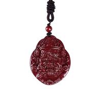 Pendentif Feng Shui, Collier Pendentif cinabre Violet Naturel Zhong Kui, amulette Anti-démon, Pendentif Chakra de Richesse, Cadeau Porte-Bonheur réglable pour Hommes Femmes