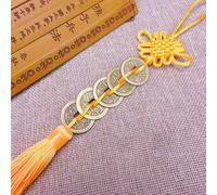 Pendentif Feng Shui Noeud Chinois avec Pièces de Cuivre pour Augmenter la Richesse et le Succès Énergie, Convient pour Suspendre dans Divers Espaces Intérieurs (Jaune Vif)