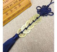 Pendentif Feng Shui Noeud Chinois avec Pièces de Cuivre pour Augmenter Richesse et Succès Énergie, Convient pour Suspendre dans Divers Espaces Intérieurs (Bleu Marine)