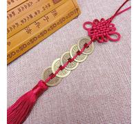Pendentif Feng Shui Nœud Chinois avec Pièces de Cuivre pour Augmenter la Richesse et le Succès Énergie, Convient pour Suspendre dans Divers Espaces Intérieurs (Bordeaux)